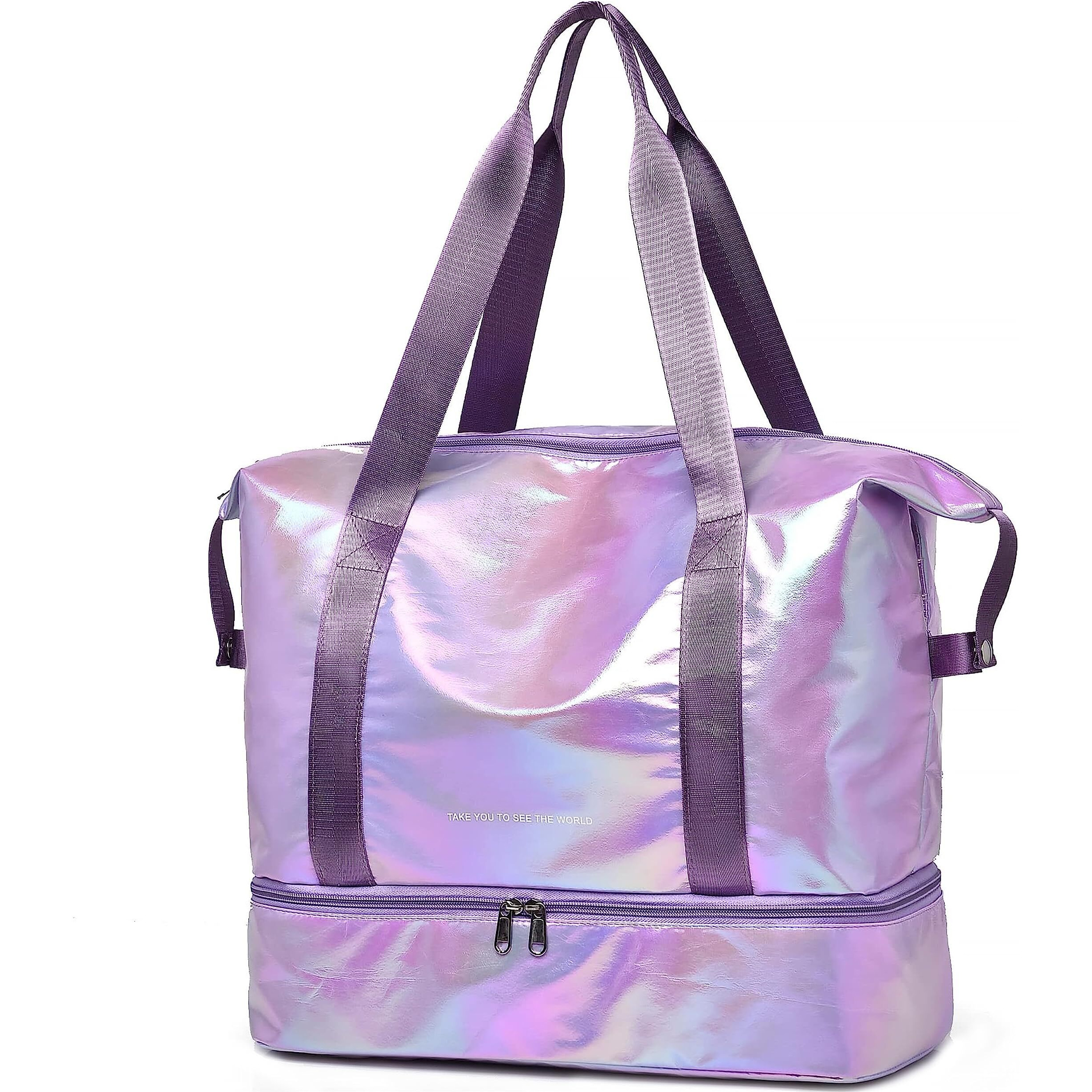 Storite Nylon 40 Cms Imported Foldable Travel Duffle Bag For Women, Expanded Lightweight Waterproof Carry Weekender Overnight Luggage Bag (Purple)