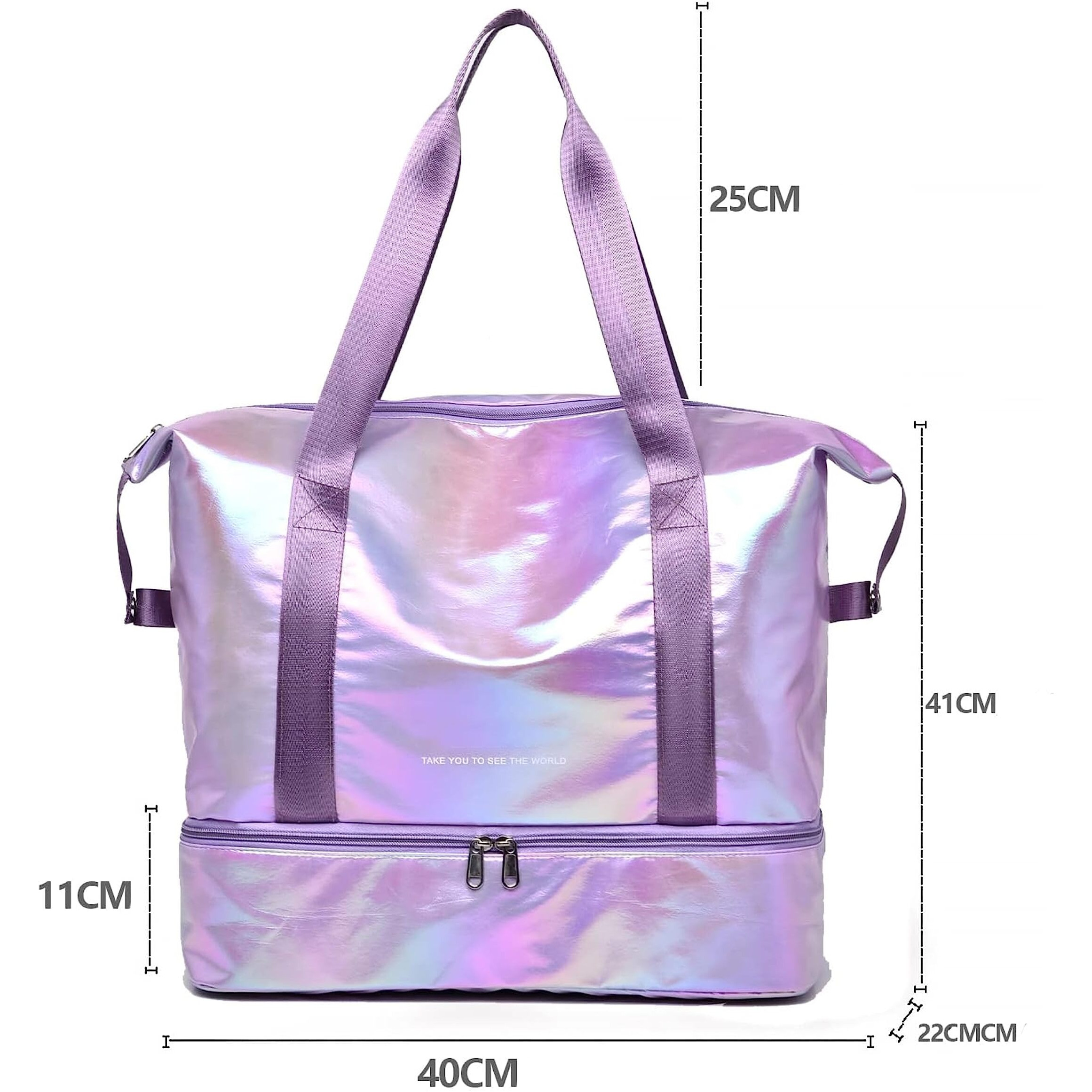 Storite Nylon 40 Cms Imported Foldable Travel Duffle Bag For Women, Expanded Lightweight Waterproof Carry Weekender Overnight Luggage Bag (Purple)