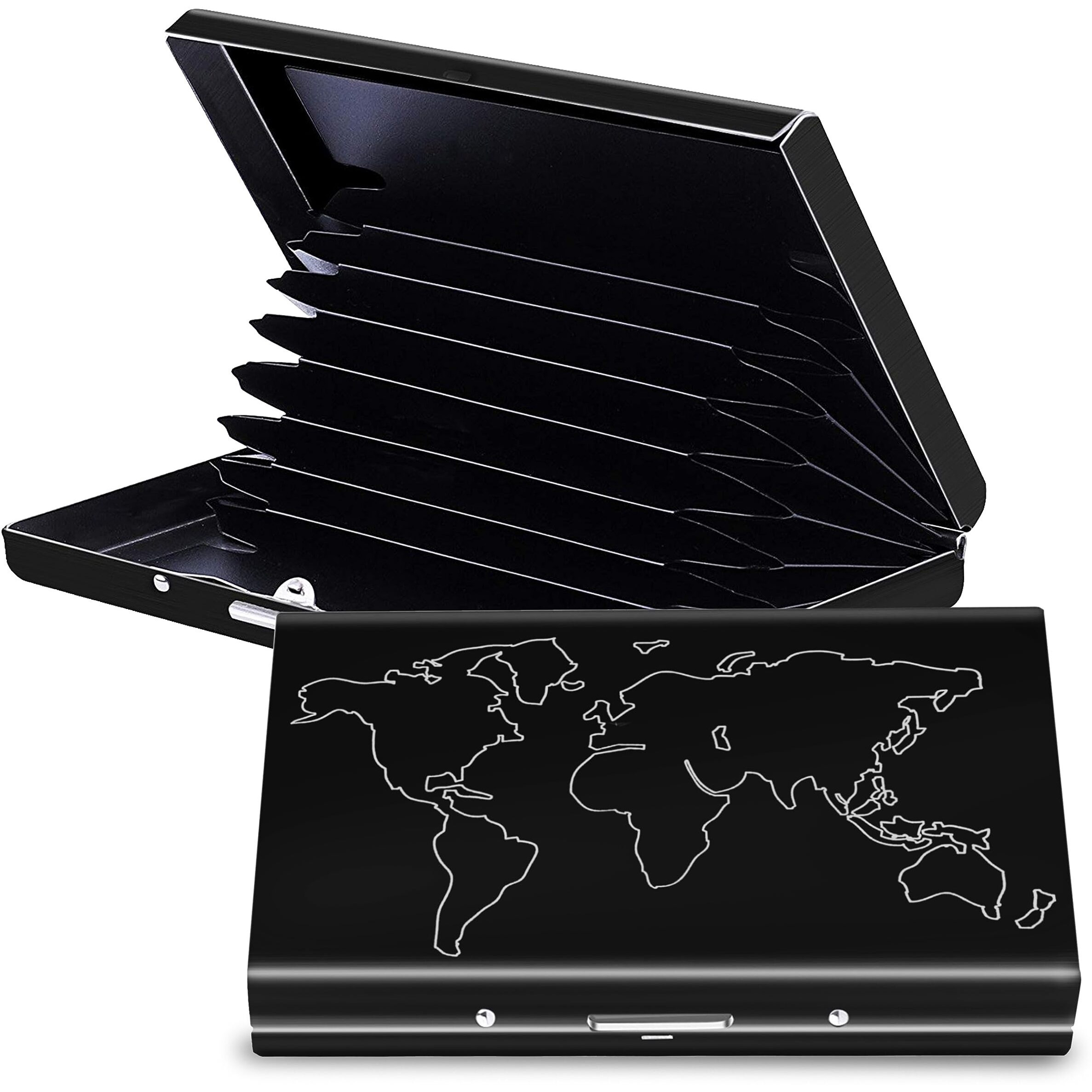 Storite Black 8 Slots Rfid Protected Metal Credit/Debit/Atm Card Holder Case Wallet For Men & Women (Black-9.5 X 6.5 X 1.5 Cm)