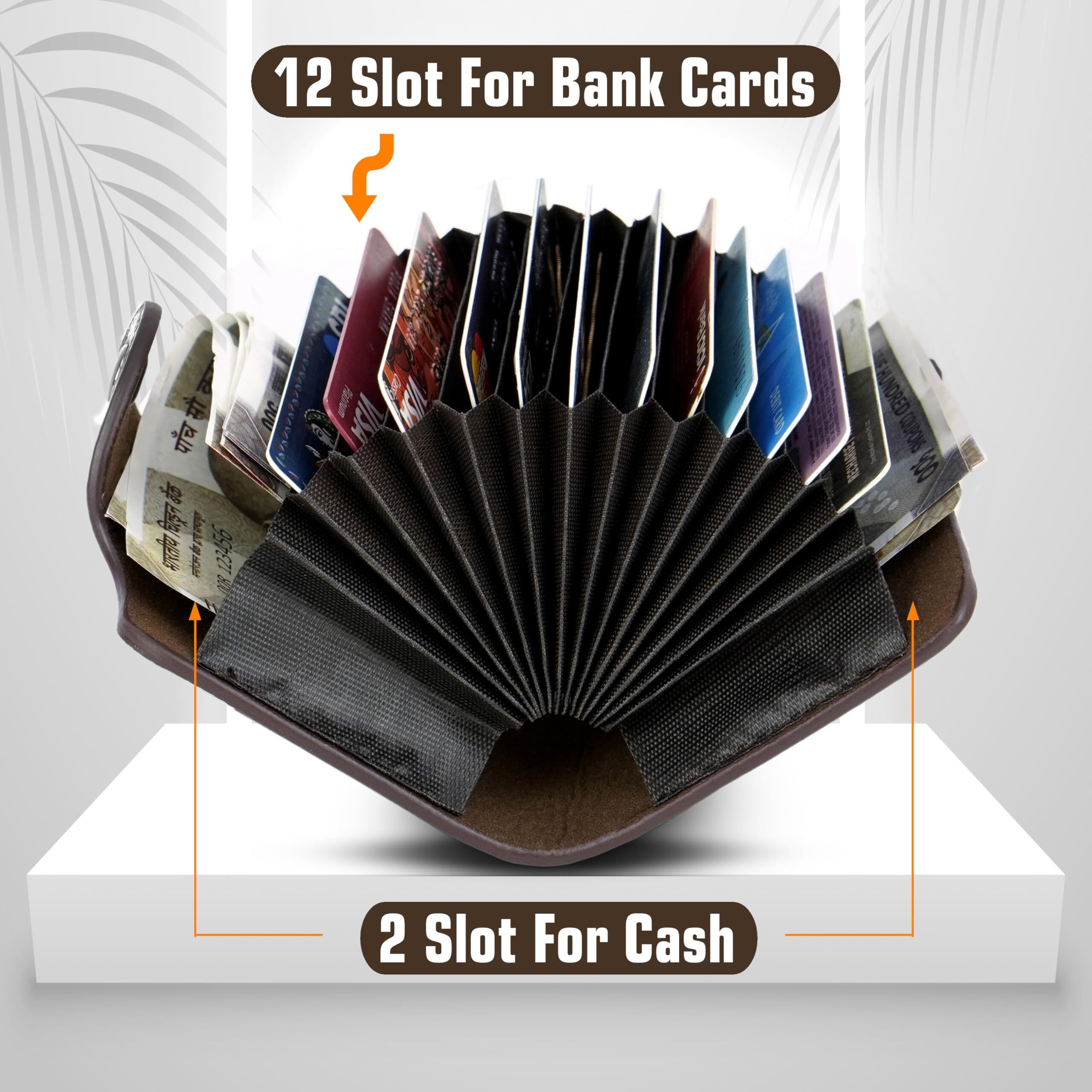 Storite 12 Slots Leather Credit Card Holder Wallet For Men & Women (10.5 X 7 X 2 Cm, Grey)