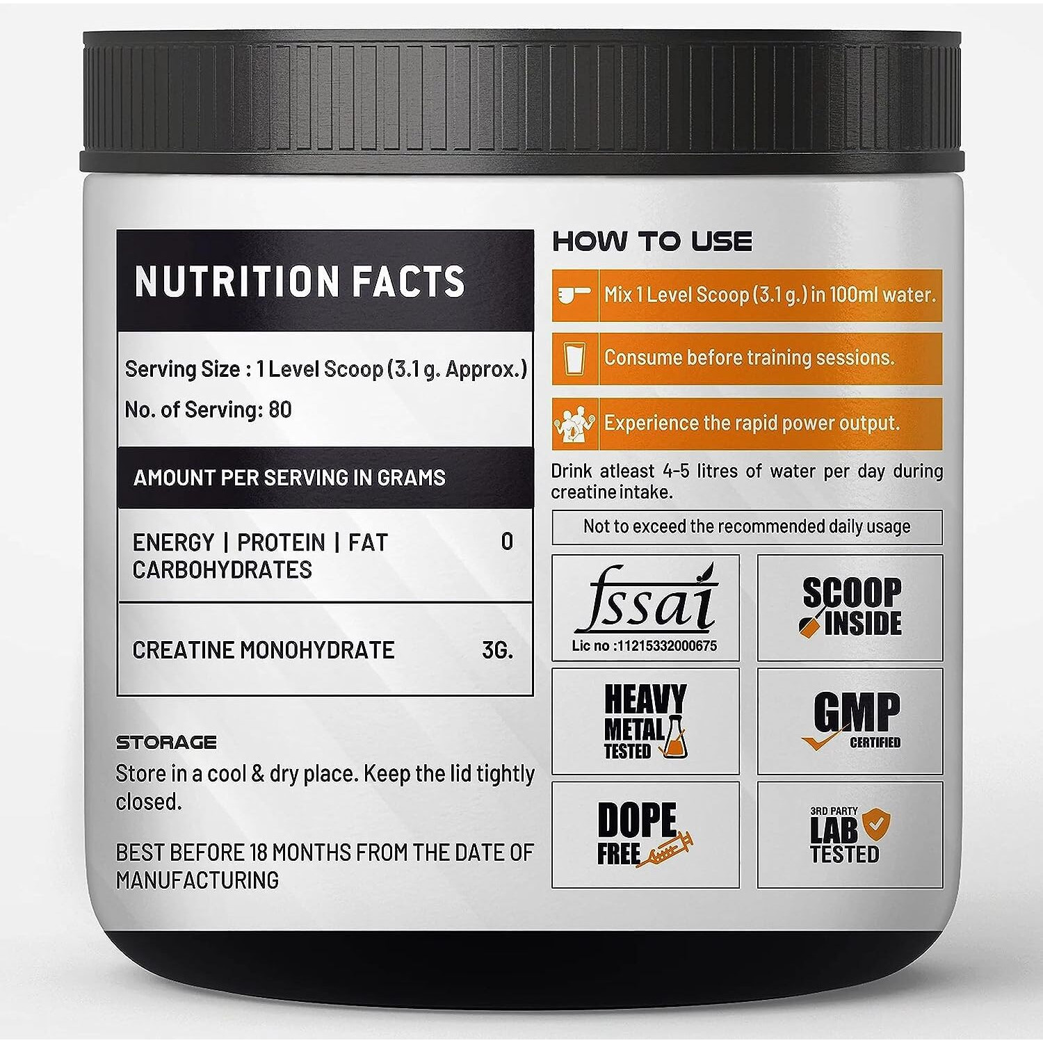 Asitis Nutrition Atom Creatine Monohydrate Powder 250G - 80 Servings | Dope Free | Enhances Performance | Promotes Muscle Gains | Blue Razz Flavour