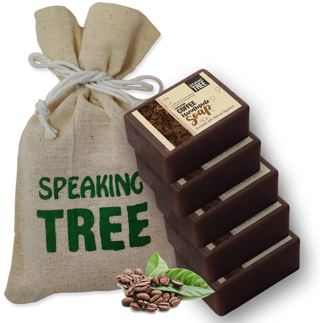 Speaking Tree  Exfoliating Coffee Handmade Soap 100Gms (Pack Of 5) | Specially Formulated And Cold Processed  All Natural Ingredients For Perfectly Clean Skin - Handmade With Love