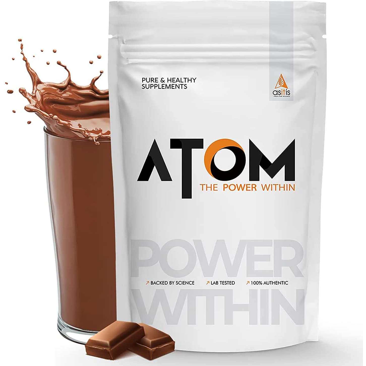 As-It-Is Atom Whey Protein 2Kg | 27G Protein | Isolate & Concentrate | Double Rich Chocolate | Usa Labdoor Certified | With Digestive Enzymes For Better Absorption