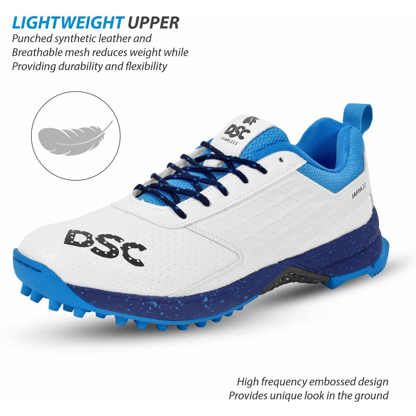 Dsc Jaffa 22 Cricket Shoes For Men And Boys Uk-6 White-Navy