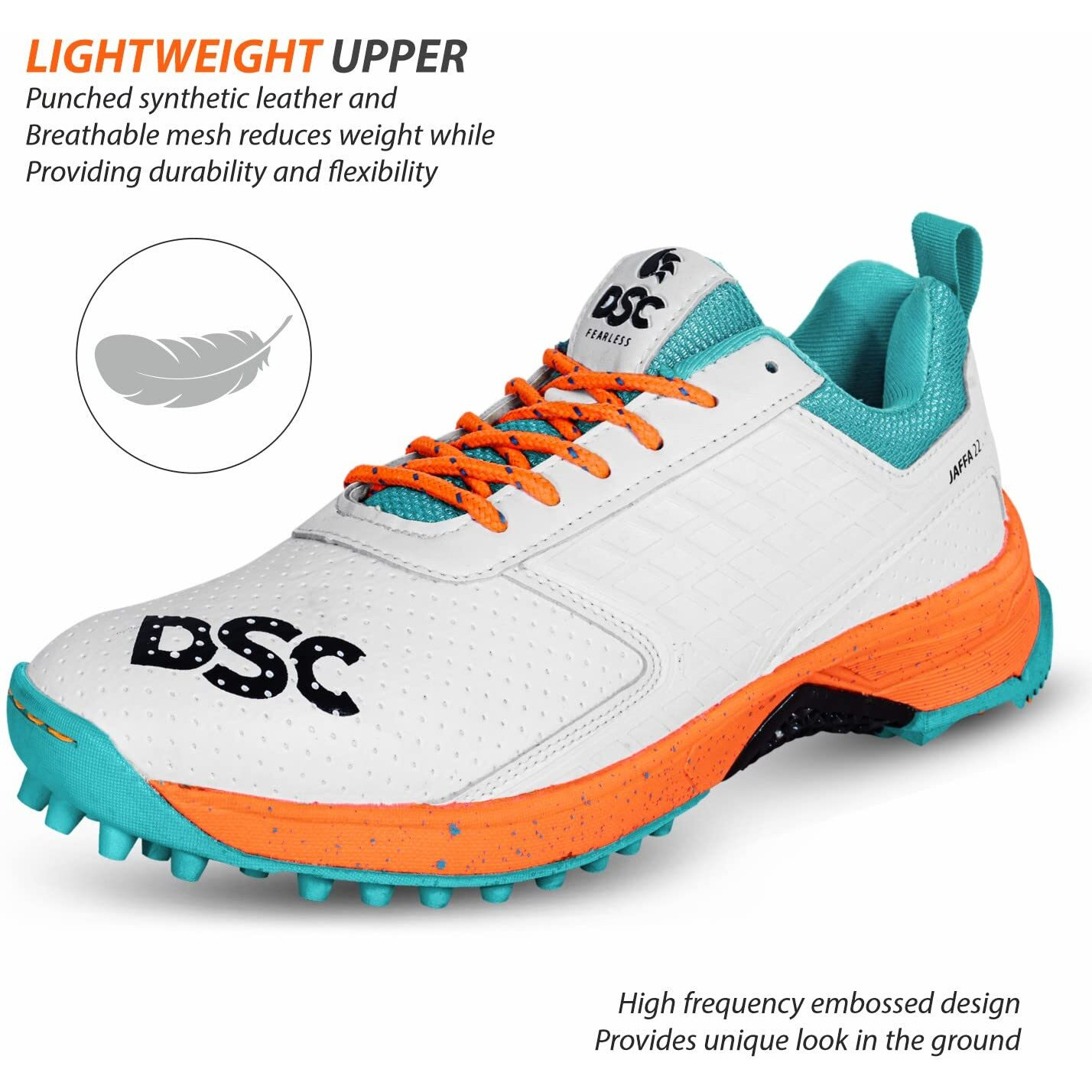 Dsc Jaffa 22 Cricket Shoes For Men And Boys Uk-5 White-Orange
