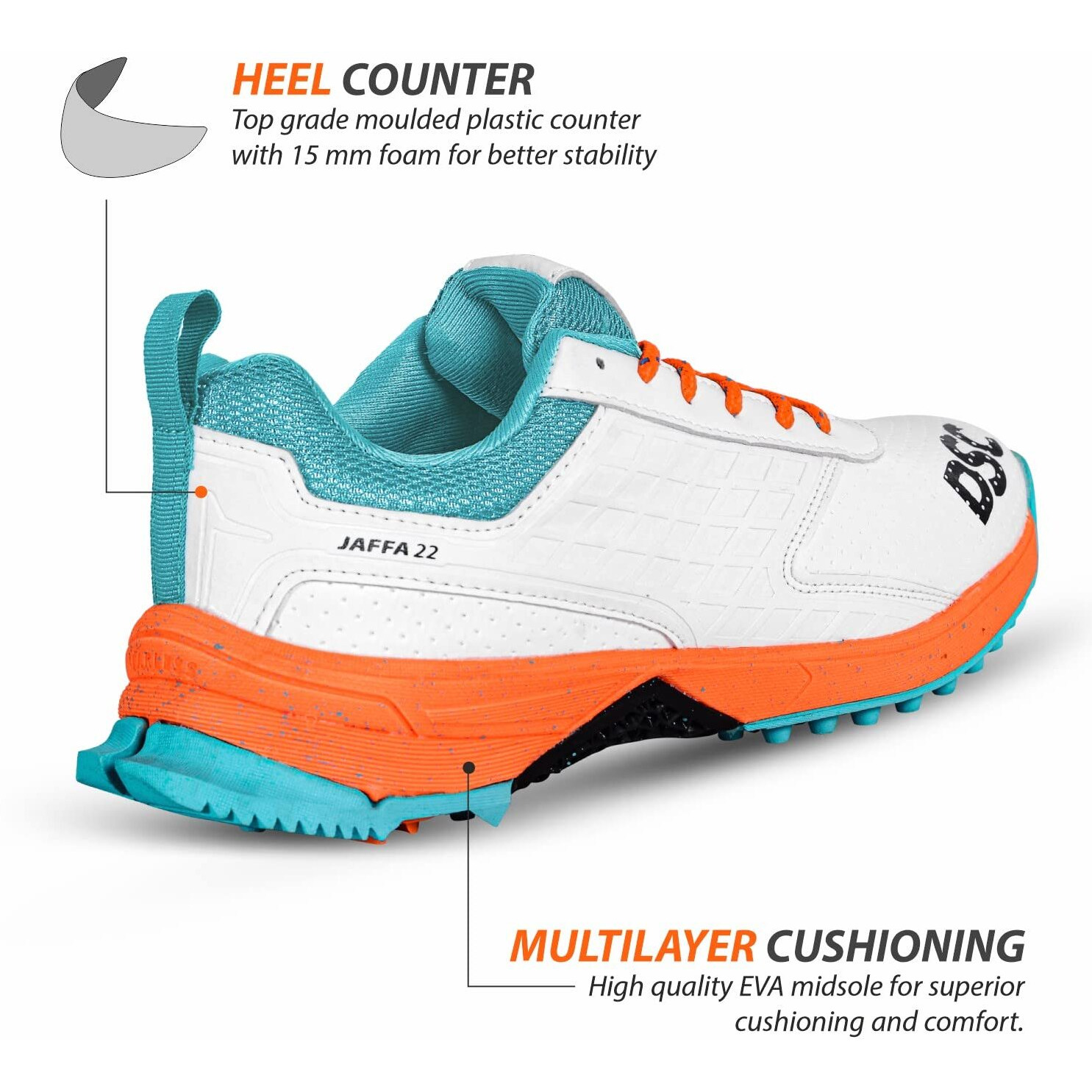 Dsc Jaffa 22 Cricket Shoes For Men And Boys Uk-5 White-Orange