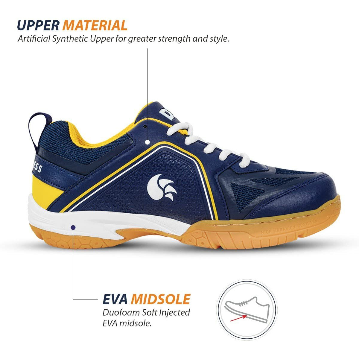 Dsc Bolstr Badminton Shoes (Navy/Yellow) Size-5