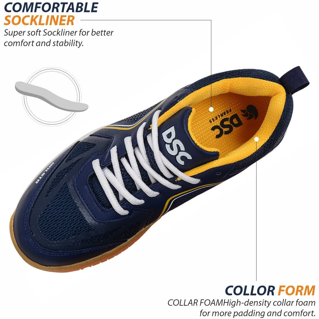 Dsc Bolstr Badminton Shoes (Navy/Yellow) Size-5