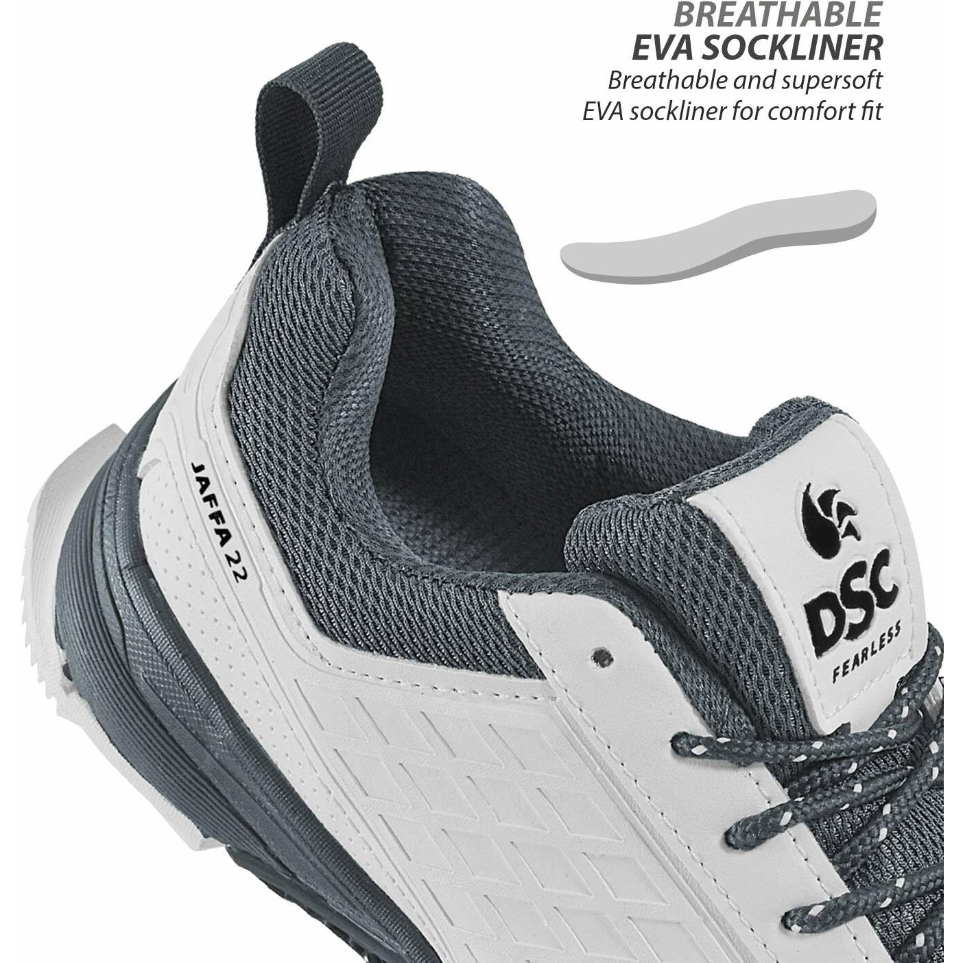 Dsc Jaffa 22 Cricket Shoes For Mens, Size Uk - 11, Color - White - Grey