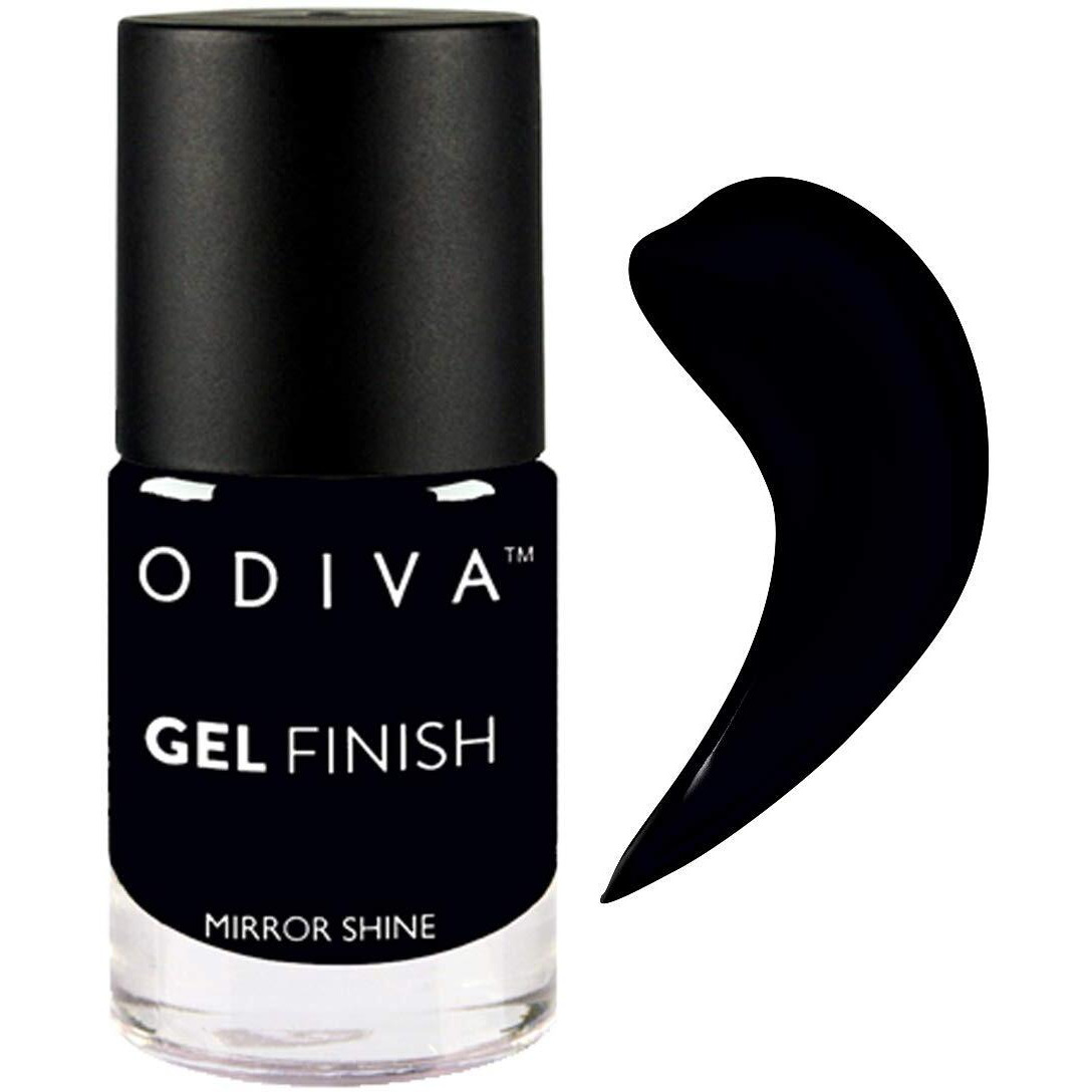 Odiva Gel Finish Nail Polish Long Lasting Smooth Finish 11 Ml (13 Lbd (Black))