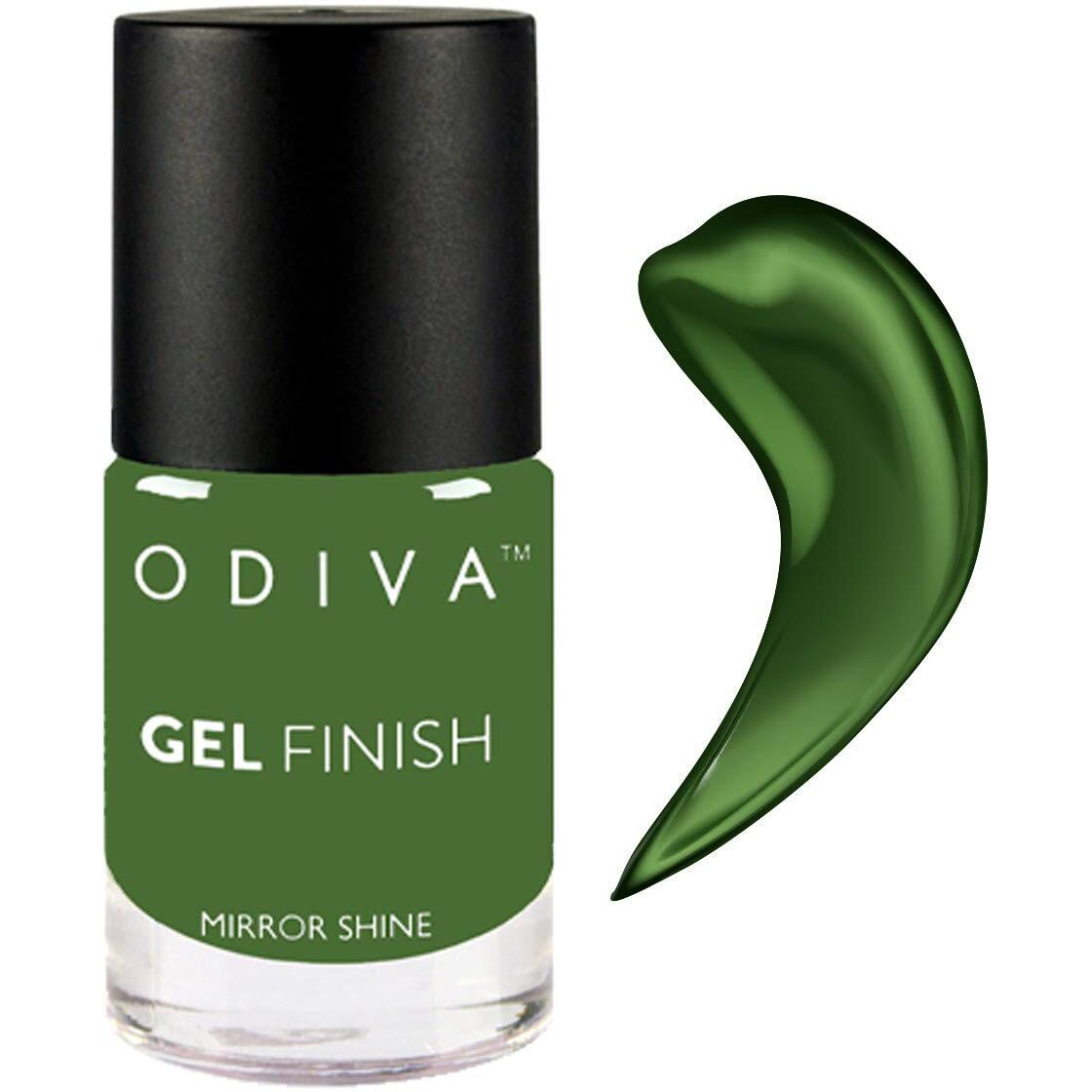 Odiva Gel Finish Nail Polish Quick Drying, Long Lasting Nail Enamel, Non-Chipping & No Harmful Chemicals, 11 Ml (17 Meadow Secrets,Green)