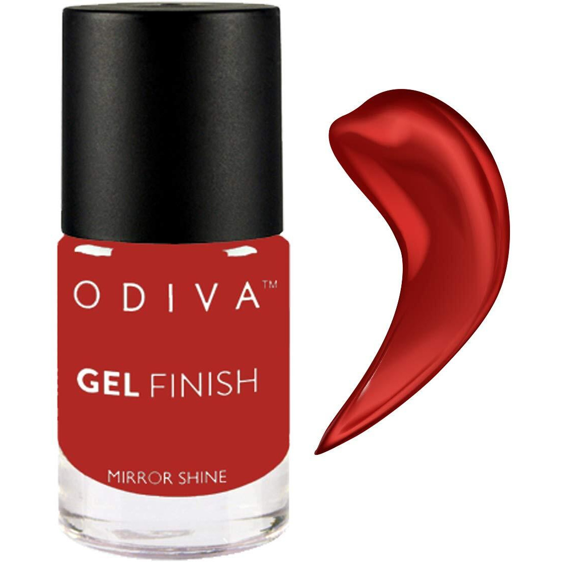 Odiva Gel Finish Nail Polish Quick Drying, Metallic Finish, Long Lasting, Chip Resisting Formula With High Shine & Full Coverage, 11 Ml (028 Fiery Red (Dark Red))