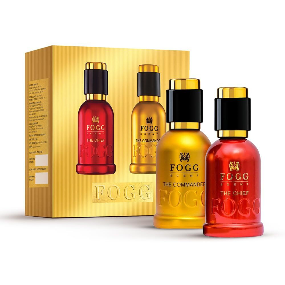 Fogg Men Spray Scent Chief And Commander Perfume Gift Set , Long-Lasting, Fresh & Powerful Fragrance Spray, Eau De Parfum - 2 X 50Ml (Pack Of 2), 100 Millilitres