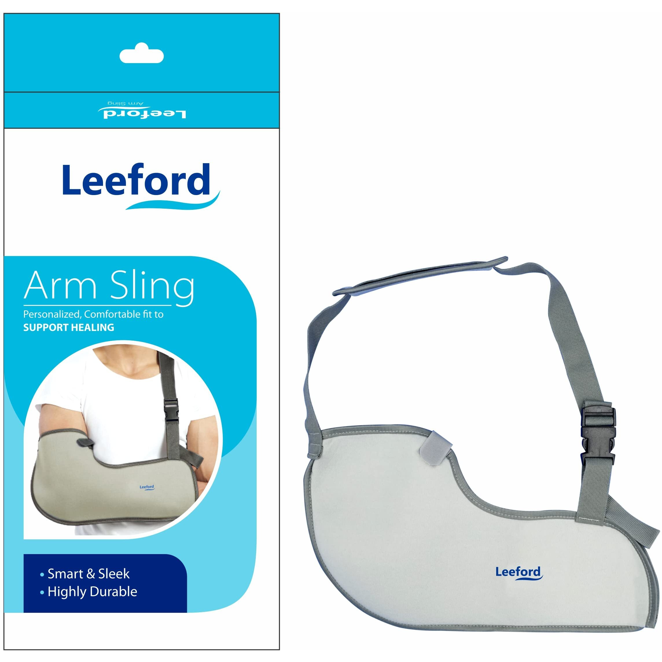 Leeford Arm Sling,Child Size Comfortable Fit To Support Health|Smart&Sleek|Highly Durable|100% Polyester|Provides Support To Fractured Arm|Comfortable Velcro For Men&Women,Pack Of 1(9 To 10)