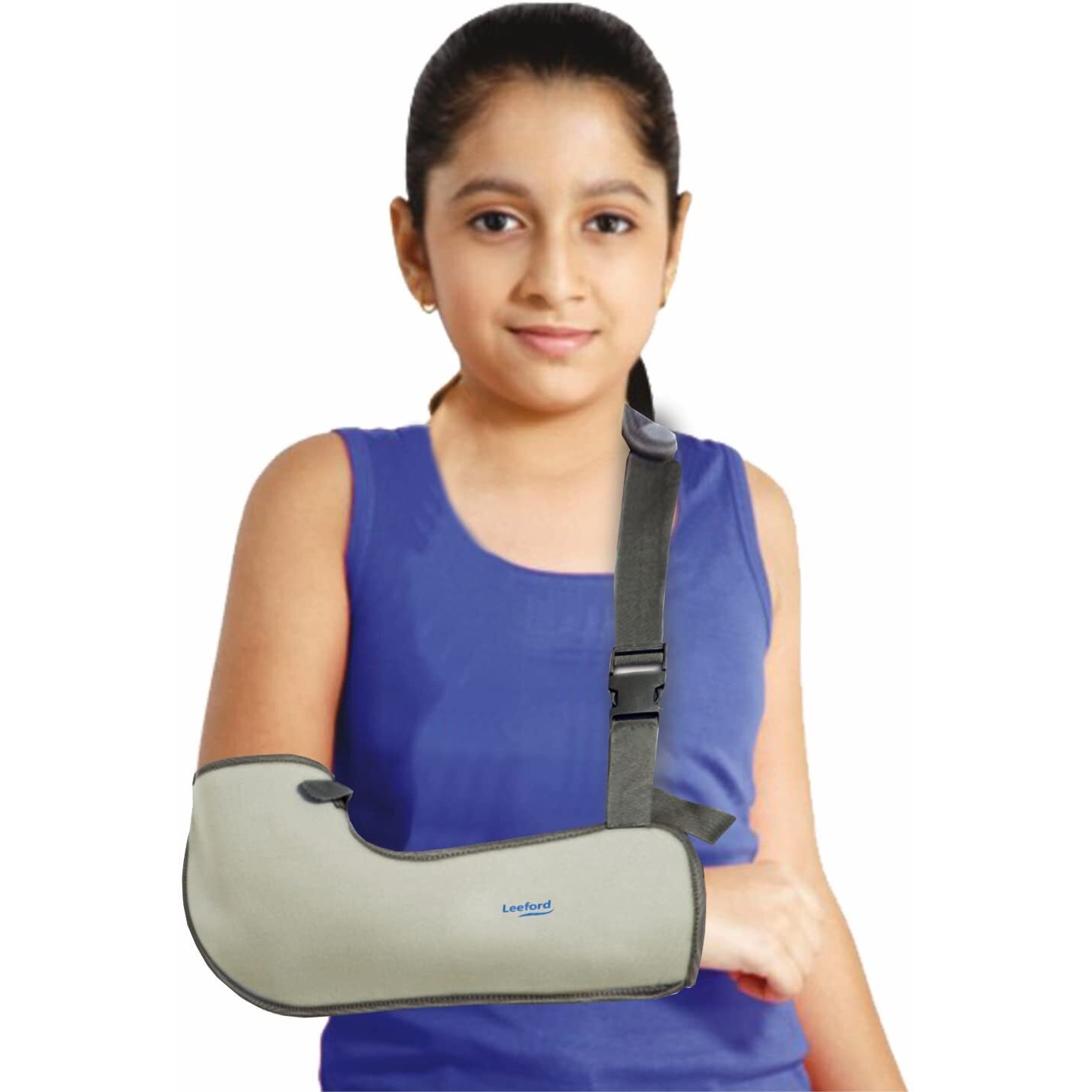 Leeford Arm Sling,Child Size Comfortable Fit To Support Health|Smart&Sleek|Highly Durable|100% Polyester|Provides Support To Fractured Arm|Comfortable Velcro For Men&Women,Pack Of 1(9 To 10)