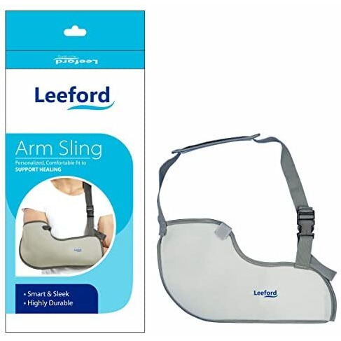 Leeford Arm Sling, Comfortable Fit To Support Health | Smart & Sleek | Highly Durable | 100% Polyester | Provides Support To Fractured Arm | Comfortable Velcro For Men And Women, Pack Of 1 (Xl)
