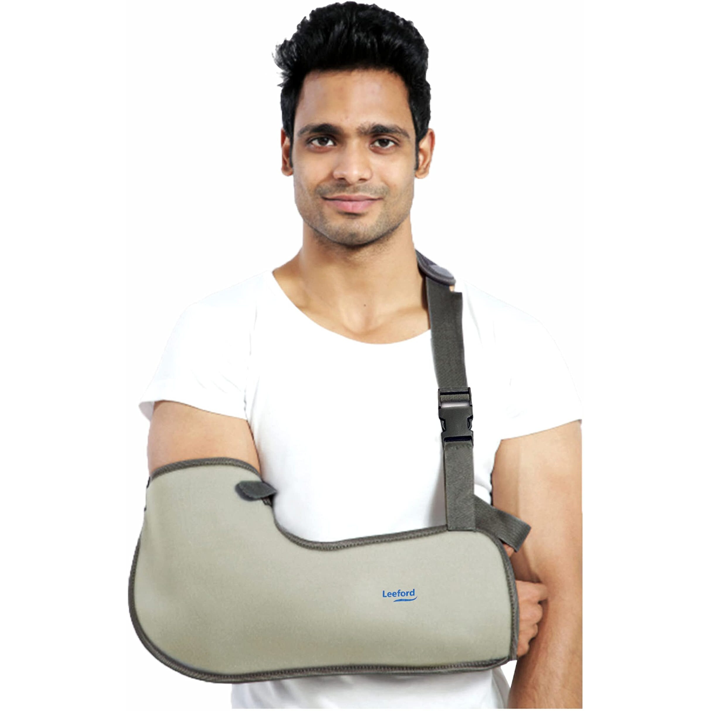 Leeford Arm Sling, Comfortable Fit To Support Health | Smart & Sleek | Highly Durable | 100% Polyester | Provides Support To Fractured Arm | Comfortable Velcro For Men And Women, Pack Of 1 (Xl)