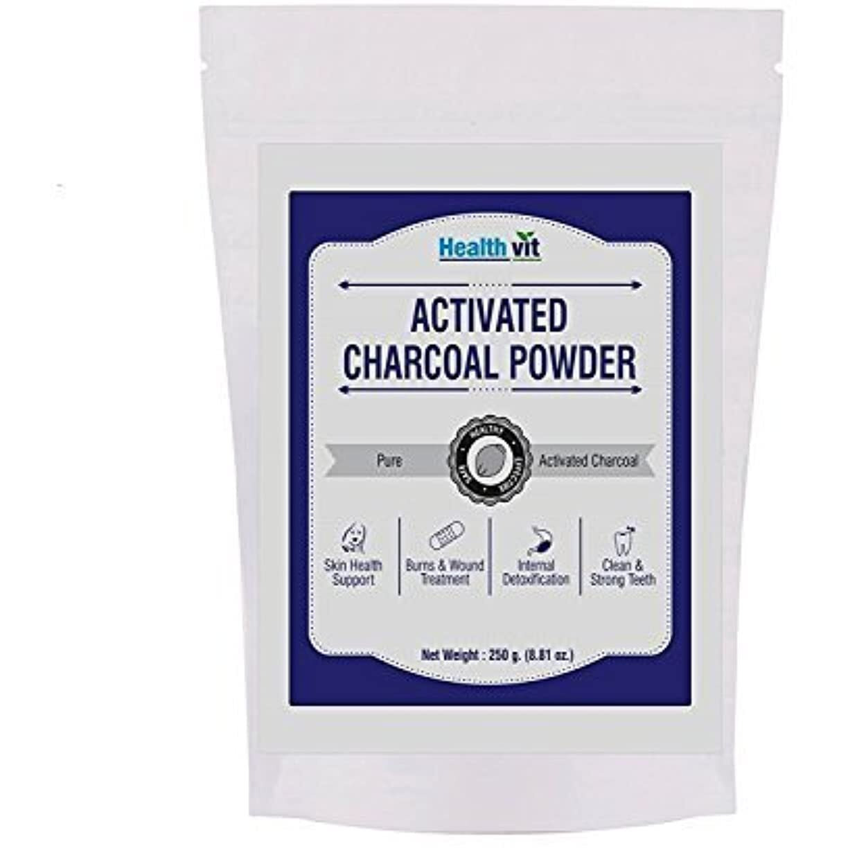 Healthvit Activated Charcoal Powder | Support Skin Health | Teeth Whitening Charcoal Powder | 100% Natural & Chemical Free | 250Gm