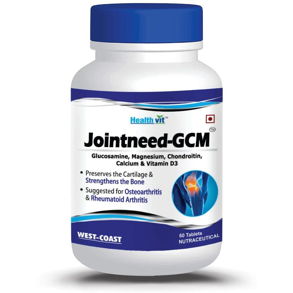 Healthvit Jointneed-Gcm With Glucosamine, Magnesium, Chondroitin, Calcium & Vitamin D Ideal For Bone, Muscle Health & Joint Support Of Men & Women - Tablets 60 Count