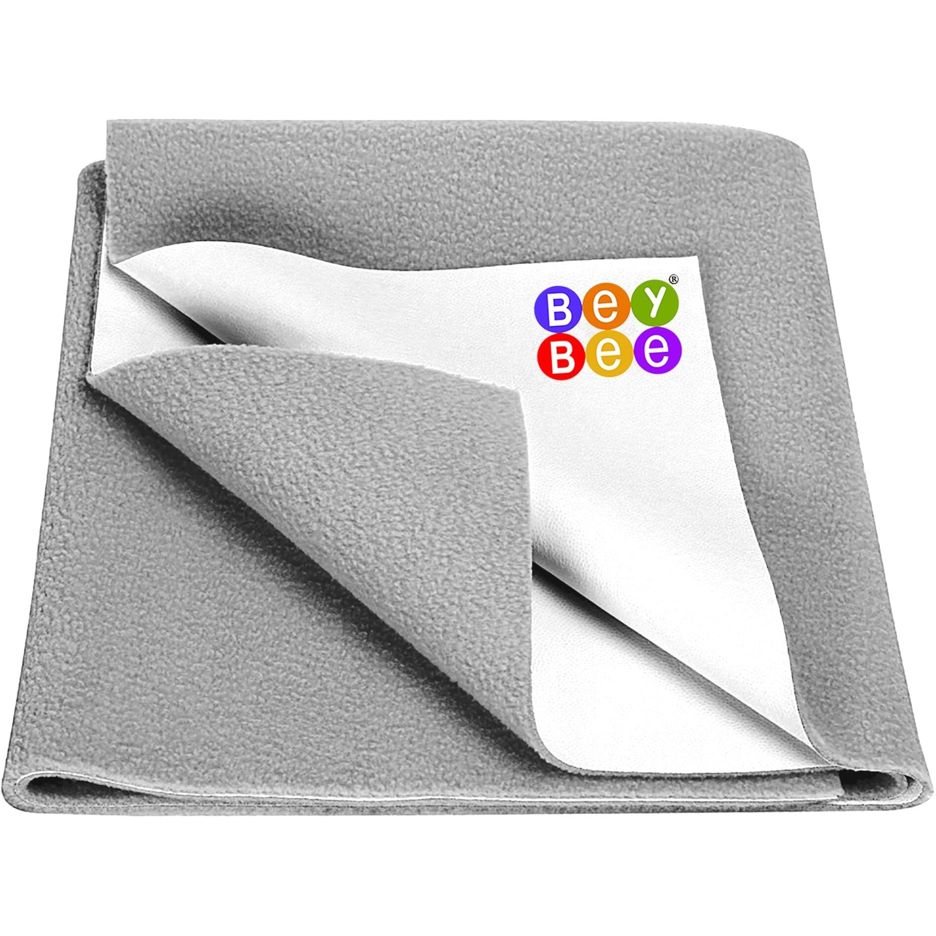 Beybee Waterproof Quick Dry Sheet For Baby| Bed Pad Anti-Piling Fleece Extra Absorbent Washable Matress Protector| Baby Bed Protector Sheet For Toddler Children, Medium Size, 100X70Cm, Grey