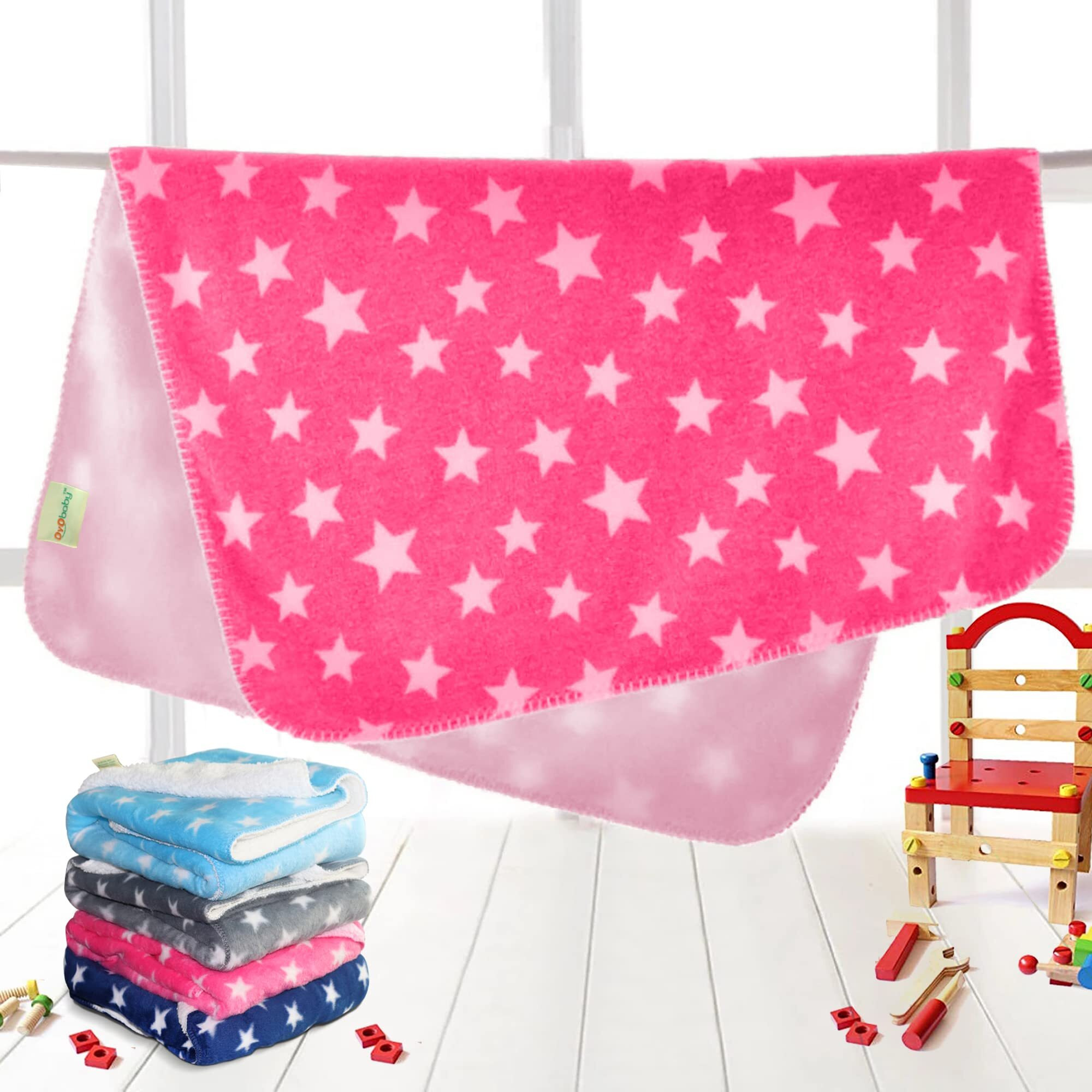 Oyo Baby New Born Super Soft Baby Blanket Wrapper Blanket For Babies (100 X 75 Cm) Star Pink, Fleece, Lightweight All Season | 0-24 Months | Sleeping Bag | Nursing Baby Gifts