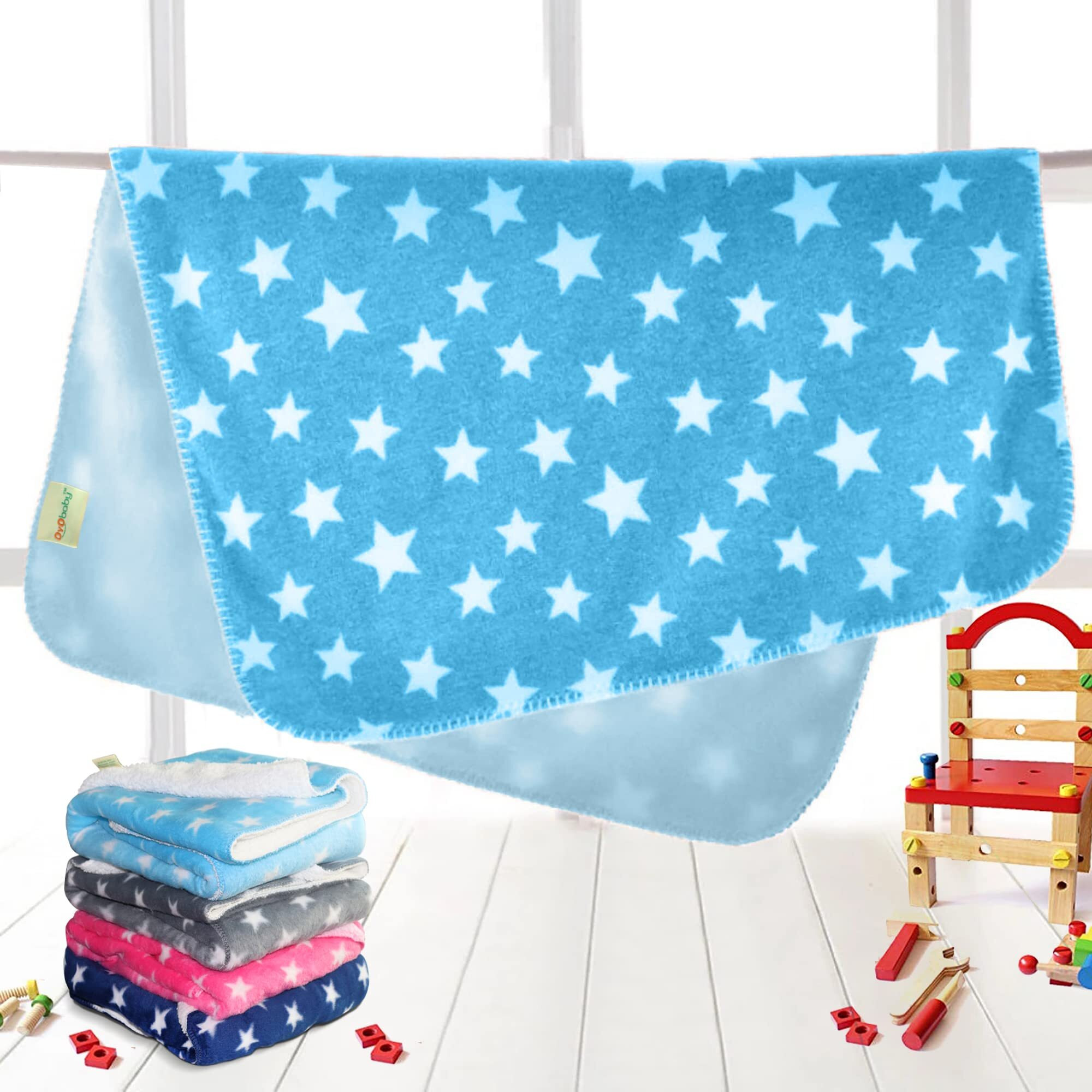 Oyo Baby New Born Super Soft Baby Blanket Wrapper Blanket For Babies (100 X 75 Cm) Star Blue, Fleece, Lightweight All Season | 0-24 Months | Sleeping Bag | Nursing Baby Gifts