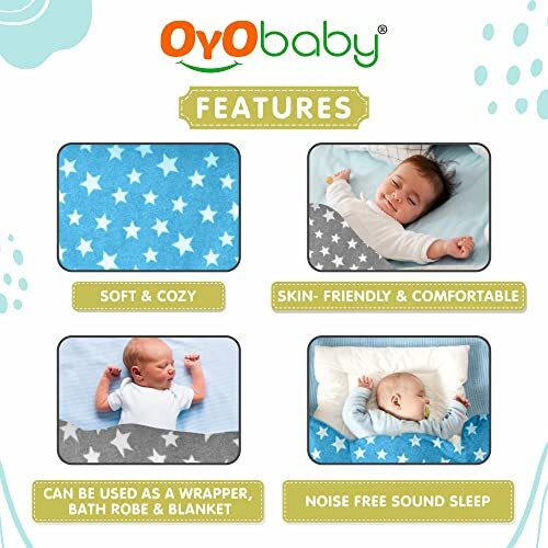 Oyo Baby New Born Super Soft Baby Blanket For Baby (100Cm X 75Cm, Star Grey, Fleece, Lightweight) All Season | 0-24 Months | Sleeping Bag | Nursing Baby Gifts