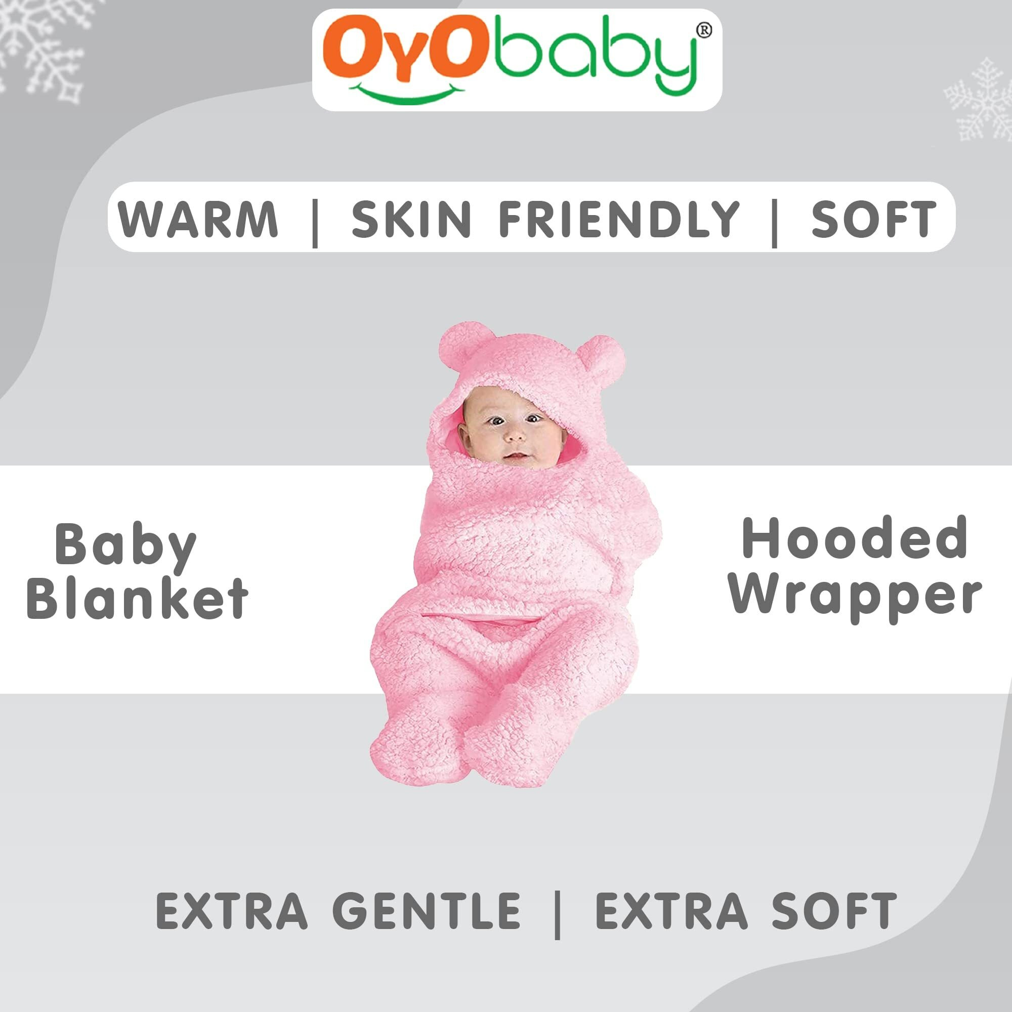 Oyo Baby 3-In-1 Hooded Baby Blanket Wrapper -Pack Of 1 (Pink) All Season Swaddle | 0-6 Months | Sleeping Bag | Great Gift | Bath Towel | Bath Robe | Multipurpose Comforter, Fleece