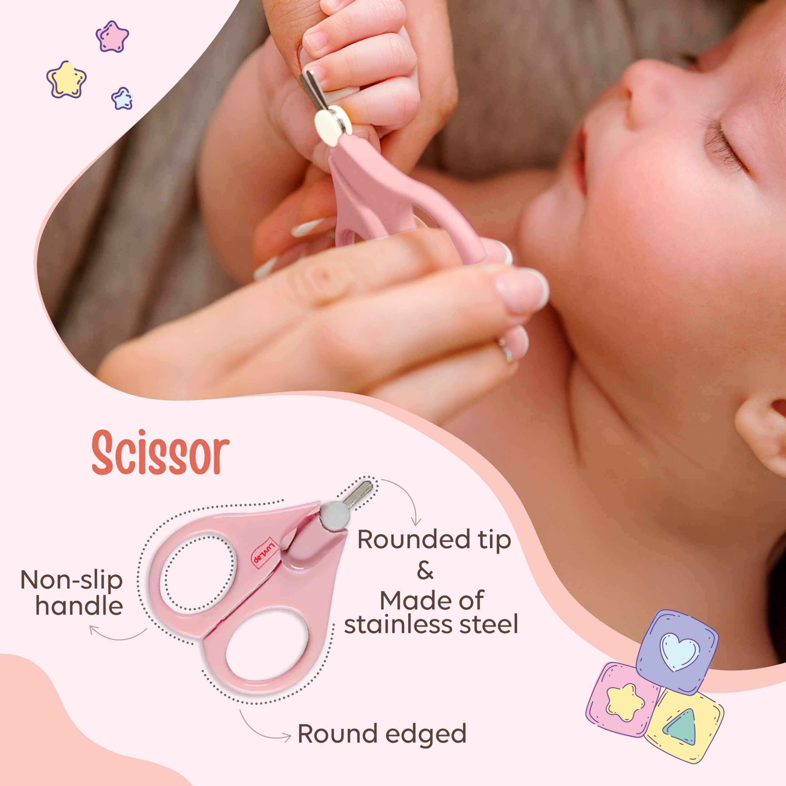 Luvlap Baby Grooming - Manicure Set, 4Pcs, Pink, 0M+