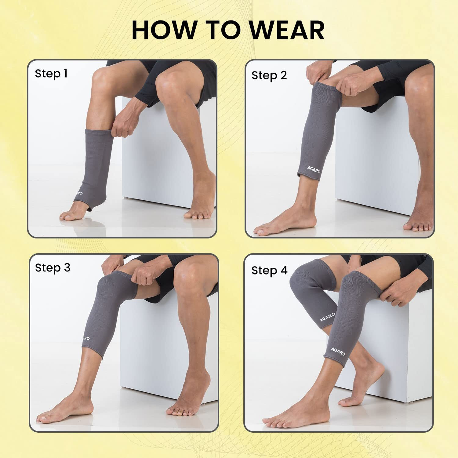 Agaro Stretchable Knee Support, Breathable Fabric, Uniform Compression, Relieves Muscle Pain, Joint Pain, Injury Recovery, For Workout, Running, For Men & Women, Knee Cap, Xxl, Grey, Pack Of 2