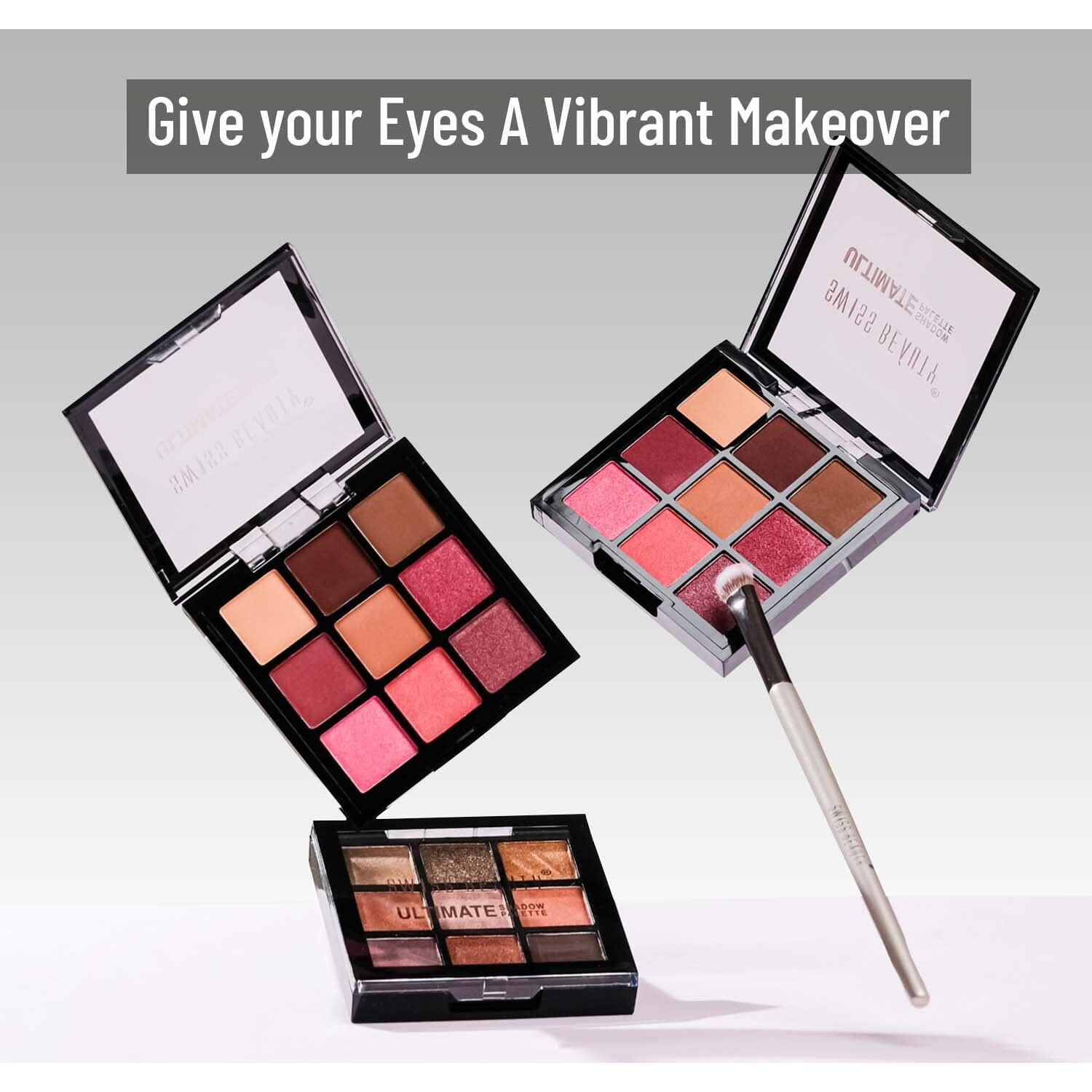 Swiss Beauty Ultimate 9 Pigmented Colors Eyeshadow Palette Long Wearing And Easily Blendable Eye Makeup Palette Matte, Shimmery And Metallic Finish - Multicolor-02, 6G