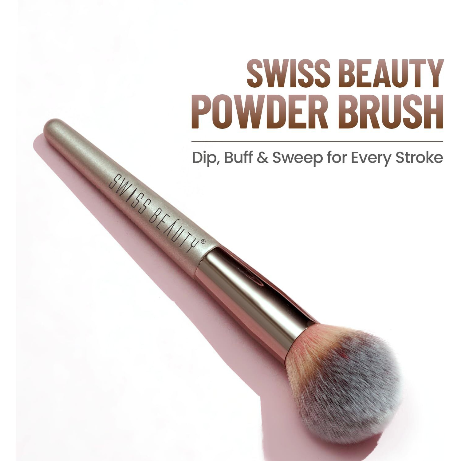 Swiss Beauty Compact Powder Brush, Silver