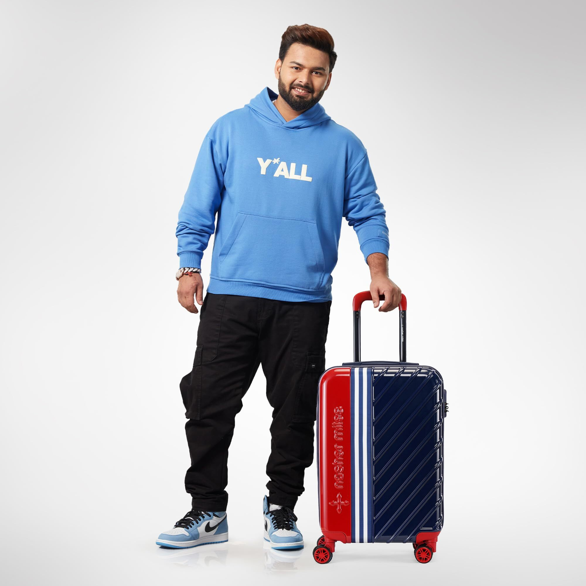 Nasher Miles Vegas Hard-Sided Polycarbonate Cabin Luggage Red Blue 20 Inch |55Cm Small Trolley Bag