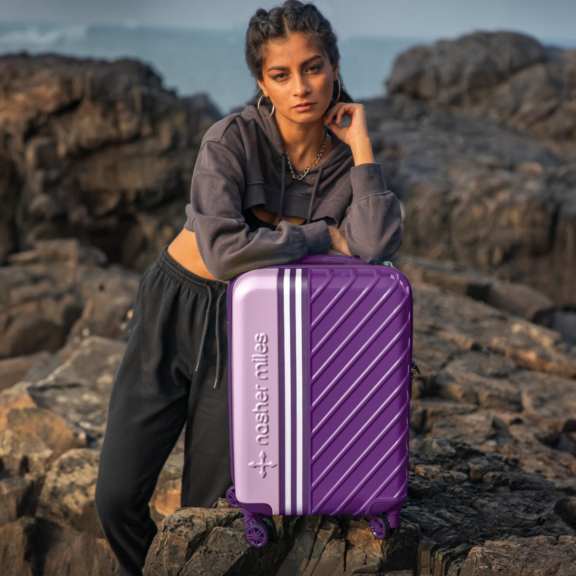 Nasher Miles Vegas Hard-Sided Polycarbonate Cabin Luggage Light Purple Magenta 20 Inch |55Cm Small Trolley Bag