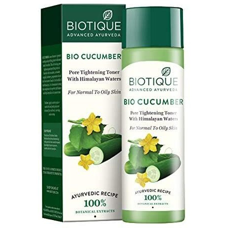 Biotique Cucumber Pore Tightening Toner| Ayurvedic And Organically Pure| Maintains SkinS Natural Ph |100% Botanical Extracts| Suitable For Normal & Oily Skin Types| 120Ml (Pack Of 2)