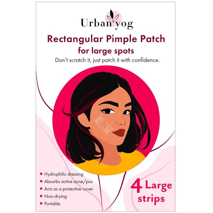 Urban Yog Acne Pimple Patch - Invisible Facial Stickers Cover With 100% Hydrocolloid, Pimple / Acne Absorbing Patch (Rectangular Pimple Patch) - Pack Of 1