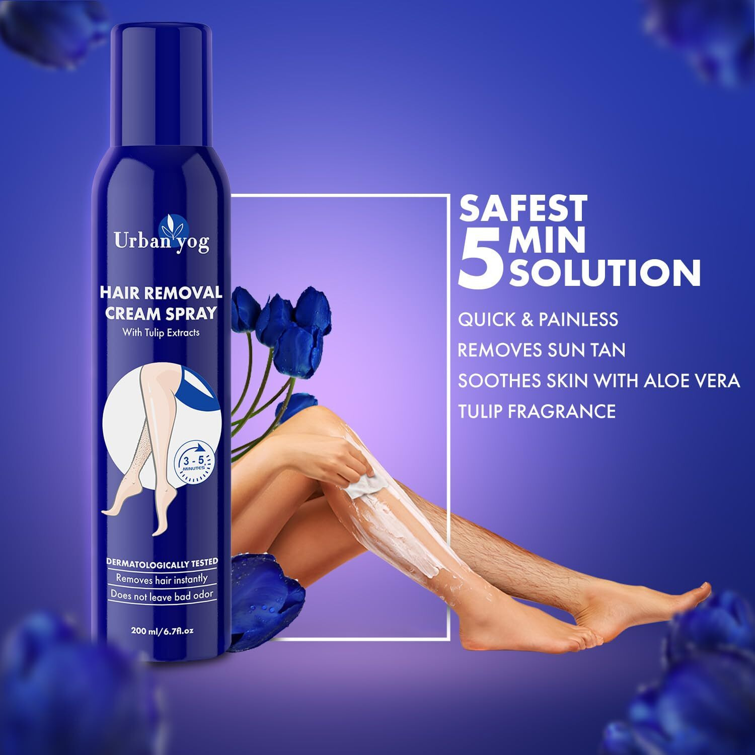 Urban Yog Hair Removal Cream Spray For Women - (200 Ml * 3 Units) (Pack Of 3) | Painless Body Hair Removal For WomenS Hands, Legs & Under Arms | Natural & Safe