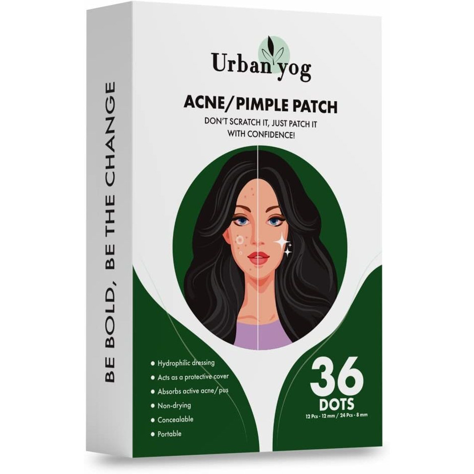 Urban Yog Acne Pimple Patch - Invisible Facial Stickers Cover With 100% Hydrocolloid, Pimple Patches For Face (Circular 36 Dots)