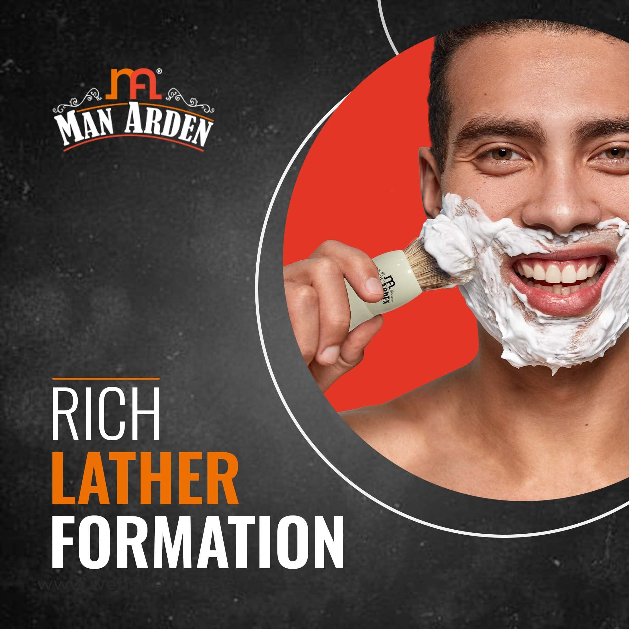 Man Arden Royal White Premium Shaving Brush With Ultra Soft & Absorbent Bristles & Long Handle | Cruelty Free | For A Smooth Shave