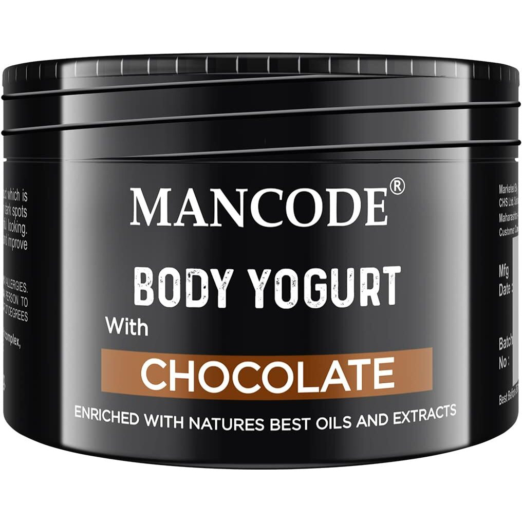 Mancode Chocolate Body Yogurt Body Cream - 100Gm For Men | Dry Dull Rough Skin Quick Absorbing | Instant Moisturization | Knees, Elbows, Neck, Underarms, Back, Ankles, Knuckles| Gentle Exfoliant