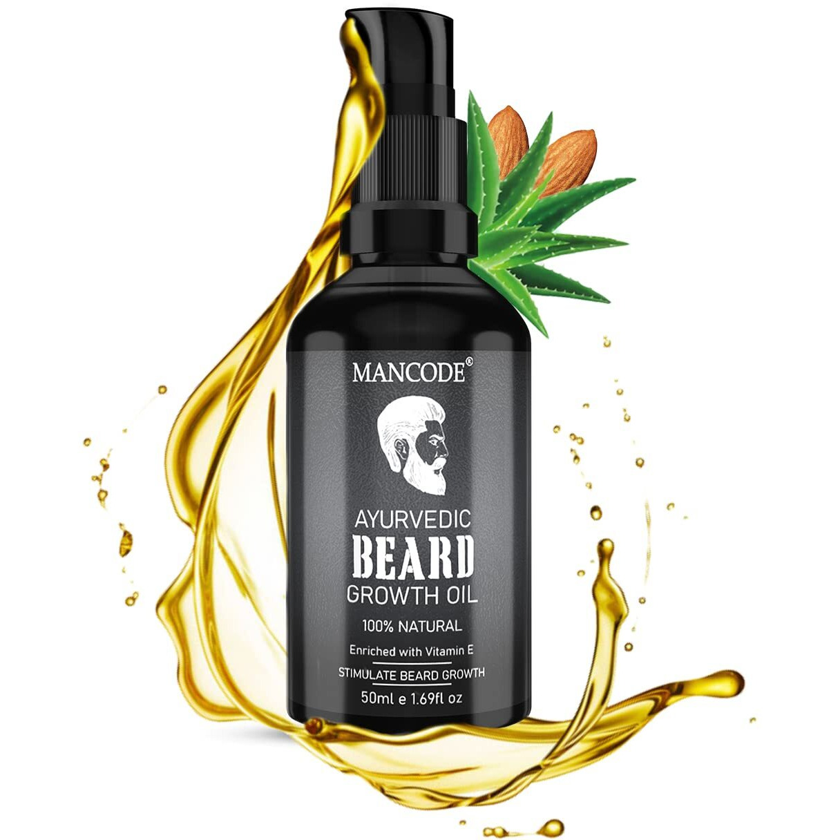 Mancode Ayurvedic Beard & Hair Growth Oil, 50Ml | Natural Hair Oil For Thicker & Longer Beard | Beard Oil For Uneven, Patchy & Fast Beard Growth | 100% Natural