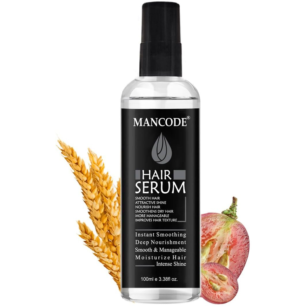 Mancode Hair Serum For Men Instant Shine & Smoothness Regular Use For Dry & Wet Hair Gives Frizz Free Soft & Silky Hair - 100Ml (Men's Hair Serum, 100Ml E 3.38Fl Oz.)