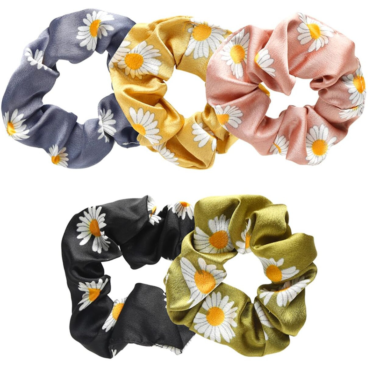 Yellow Chimes Scrunchies For Women Hair Accessories For Women 5 Pcs Satin Scrunchies Set Floral Print Rubber Bands Multicolor Scrunchie Ponytail Holders Hair Ties For Women And Girls Gifts For Women And Girls