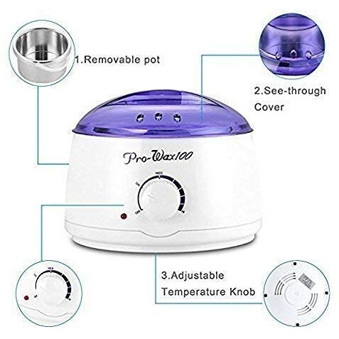 Prowax100 Hard Wax Warmer, Heater With Hair Removal Wax Beans(100 Grams) And Wooden Chips For Hard, Strip And Paraffin Waxing Kit For Women - Color May Vary, 1 Set