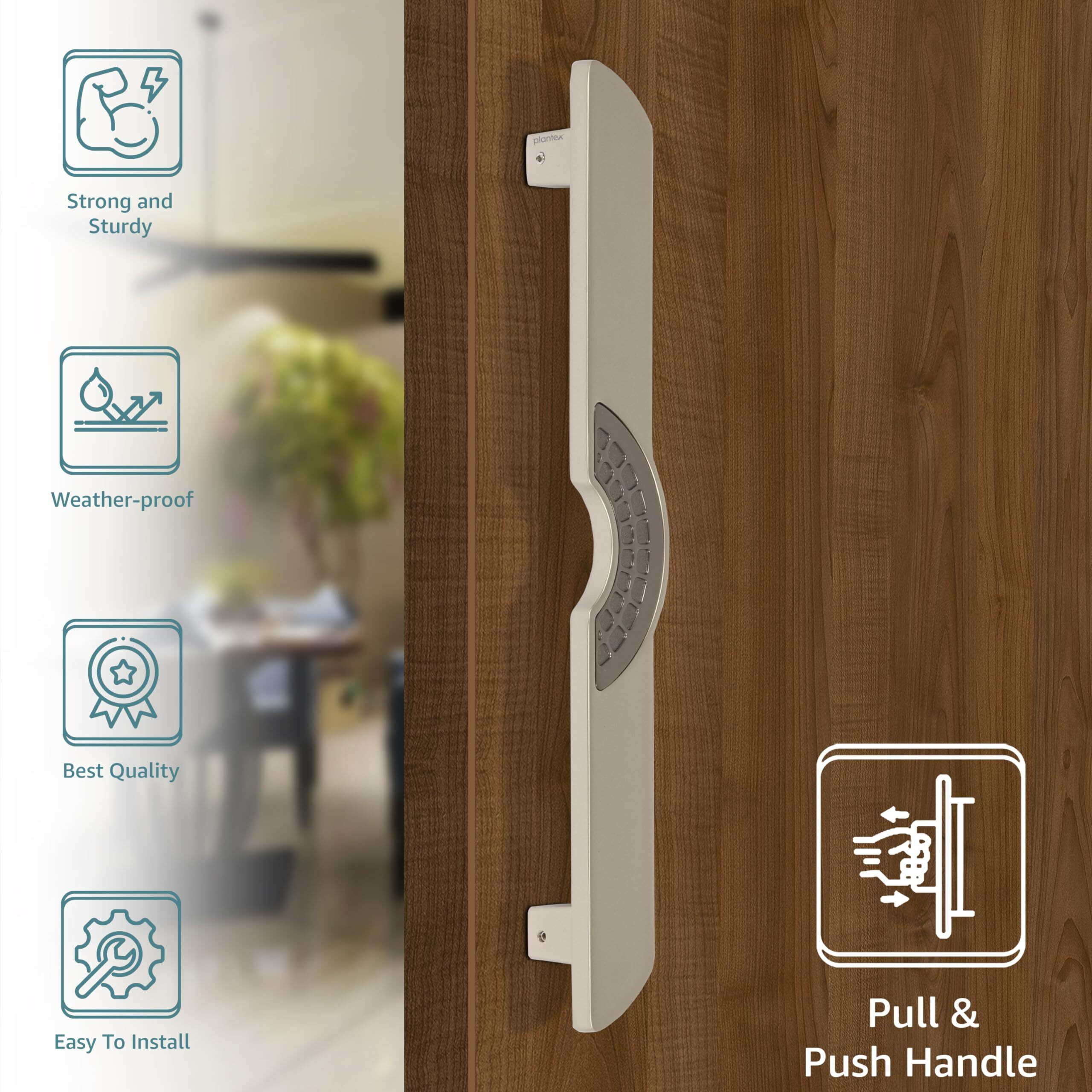 Plantex Ultron Door Handle/Door & Home Decor/15 Inch Main Door Handle/Door Pull Push Handle  Pack Of 1 (316,Satin And Grey Finish) - 3 Years Warranty