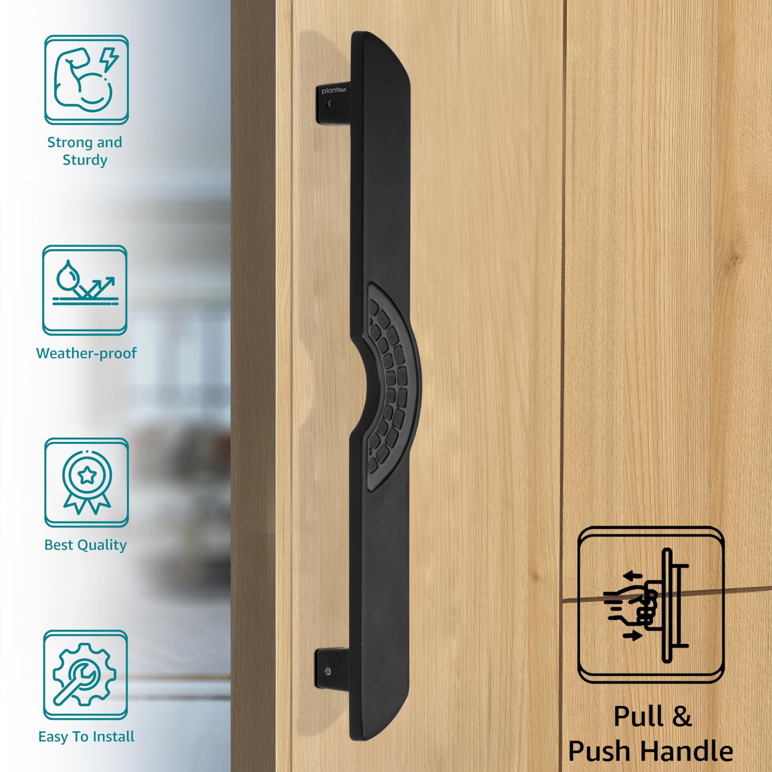Plantex Ultron Door Handle/Door & Home Decor/15 Inch Main Door Handle/Door Pull Push Handle  Pack Of 1 (316,Black Finish) - 3 Years Warranty