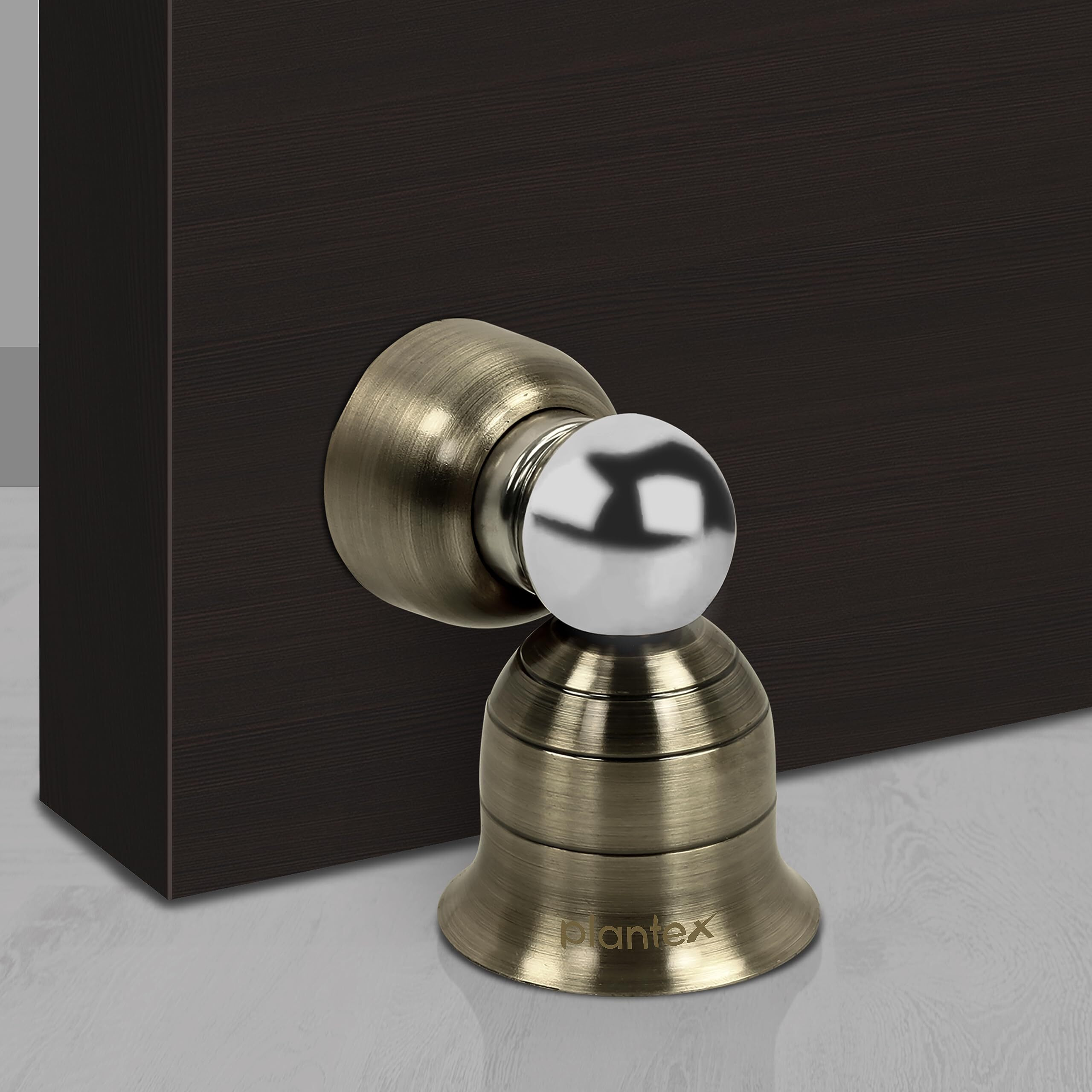 Plantex Heavy Duty Door Magnet Stopper/Door Catch For Home/Office/Hotel/Floor Mounted Soft Catcher To Hold Wooden/Glass/Pvc Door - 3 Inch (Brass Antique Finish)