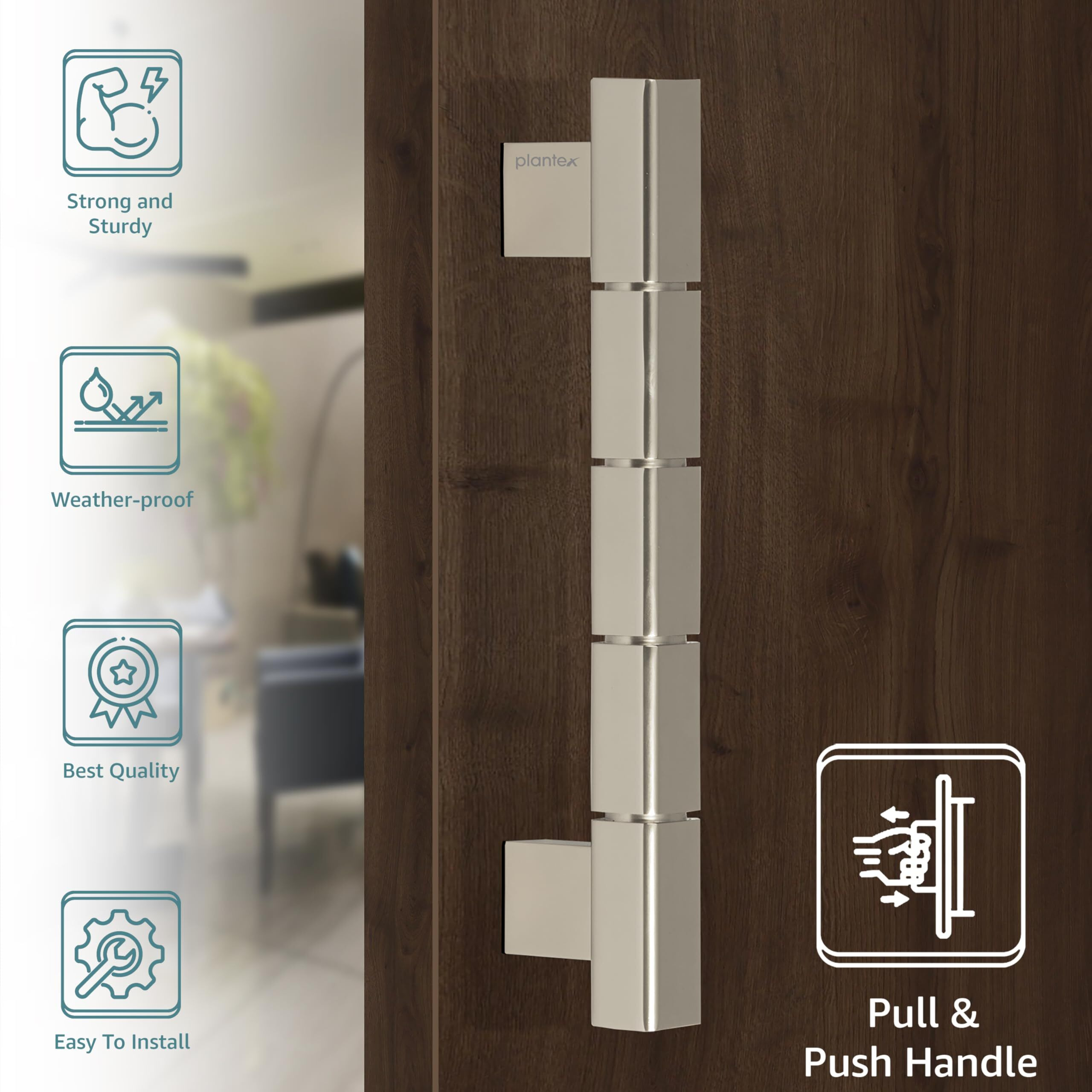 Plantex Mighty Aluminium Main Door Handle/11 Inches Door Handles For Main Door/Door & Home Decor/Wooden & Glass Door Handle/Push & Pull Door (Satin Finish, Pack Of 1) - 3 Years Warranty