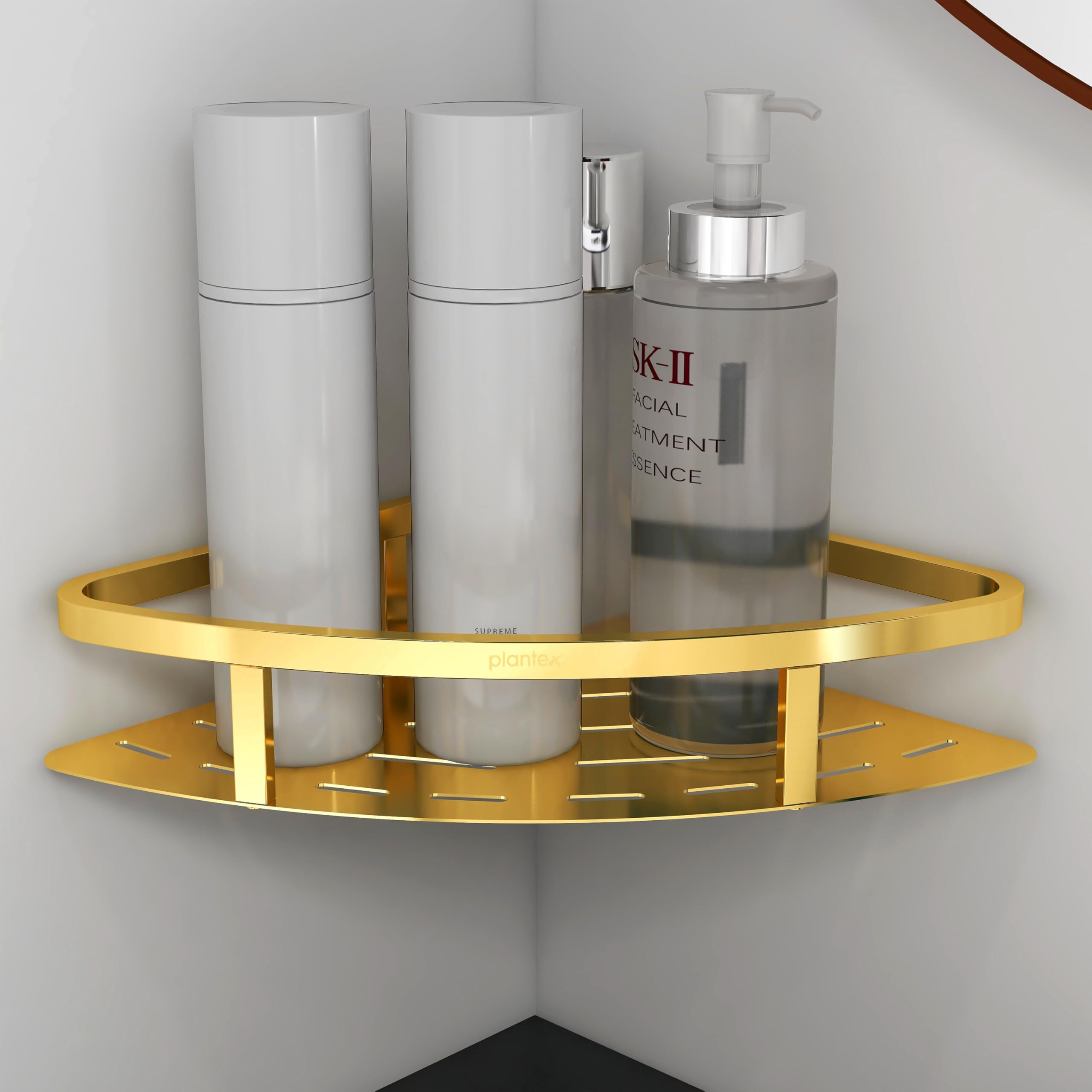 Plantex Bathroom Corner Rack For Wall/304 Grade Stainless Steel Shelf For Bathroom Corner/Bathroom Accessories Holder (9X9 Inches, Pvd Gold)