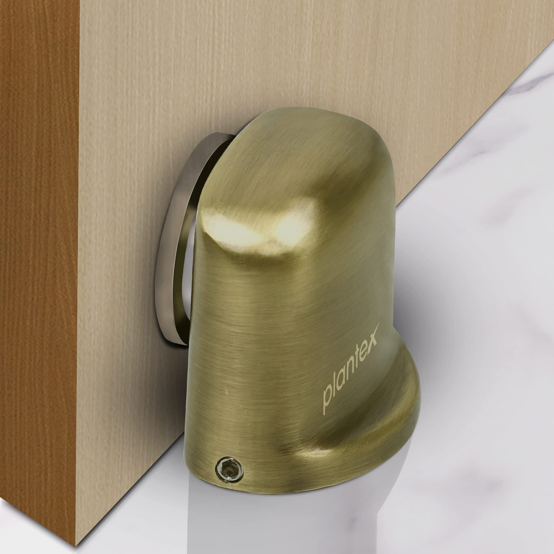 Plantex Magnetic Door Stopper For Home/Door Holder For Main Door/Floor Mounted Soft Catcher To Hold Wooden/Glass/Pvc Door - Pack Of 40 (193-Brass Antique)